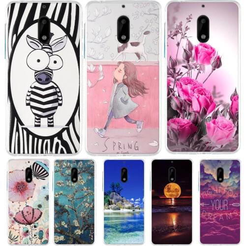 For Nokia 6 2017 Silicone Case For Nokia 6 TA-1033 TA-1021 Back Cover Case Pattern For nokia 6 Funda Bumper 5.5 inch Cover Case