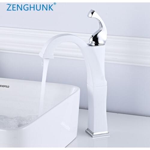 Basin Faucets Elegant Bathroom Faucet Hot and Cold Water Basin Mixer Taps White and Chrome Finish Brass Toilet Sink Water Crane