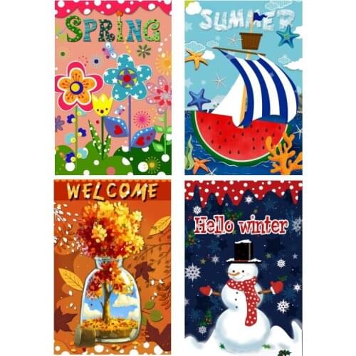Own design Double-Sided spring summer autumn winter four seasonal Garden Flag set