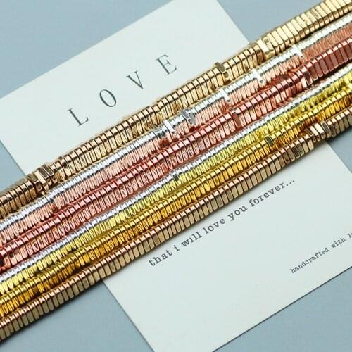 Triangle Gold Silver Spacer Beads Hematite Natural Stone Charms Loose Beads for Jewelry Bracelet Beaded Making DIY 5mm 6mm 15