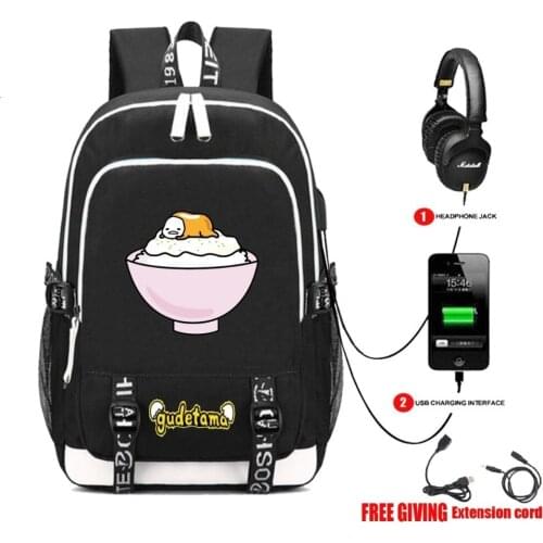 USB Charging Headphone jack teenagers travel bag Laptop School Bags Mochila Feminina packsack Cartoon cute Gudetam Backpack