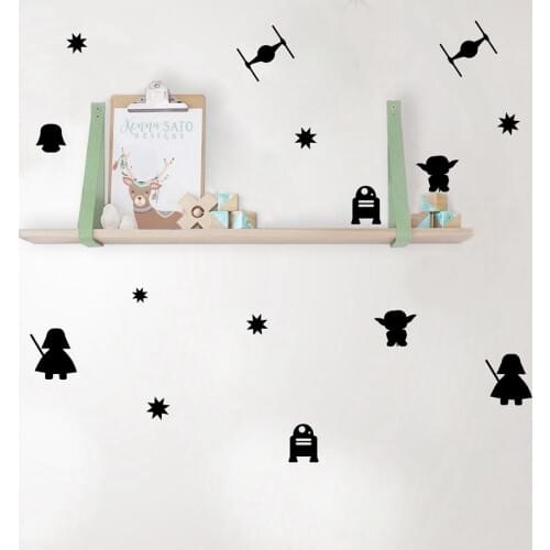 Cartoon Science Fiction Vinyl Wall Stickers , Death Star Vader Robot Mural Art Vinyl Decal For Kids Room Decoration