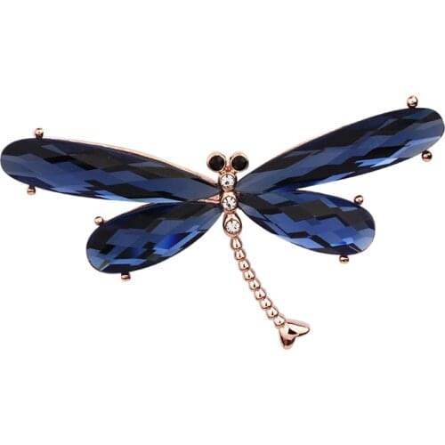 Fashion Rose Gold Dragonfly Brooch Pin Luxury Brooches Office Lapel Pins Trendy Jewelry Crystal Brooches For Women Girls Gifts