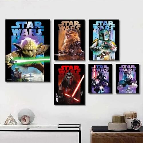 Star Wars Vader Yoda Retro Canvas Paintings Disney Anime Portrait Posters and Prints Wall Art Picture for Living Room Home Decor