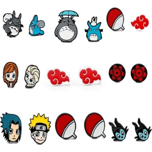 Women Earrings Anime Cartoon Figure Asymmetric Ear Drop Badge Shape Earring Red Cloud Figure Eardrop Stud Jewelry