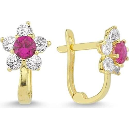 Gold Flower Kids Earrings TTGKPAÇK02-Certified 14K Gold-A perfect gift for your Loved Ones-Ephesus Gold & diamond