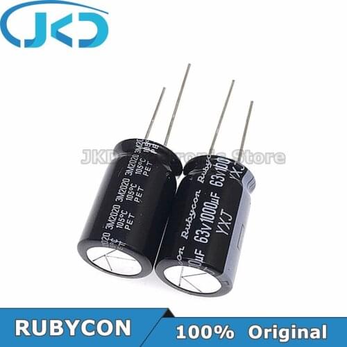10pcs RUBYCON 1000UF 63V 16*25mm 1000UF63V 63V1000UF 16x25mm Aluminum Electrolytic Capacitor 100% Original
