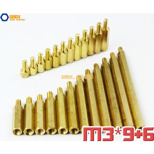 100 Pieces Brass M3 x 9 + 6mm PCB Female to Male Motherboard Standoff Hex Spacer