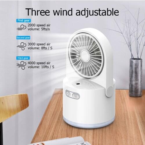 2 in 1 Mini Humidifier Fan USB Rechargeable Air Cooler Fan Summer Household Office Desktop Water Spray Humidify Misting Cooling