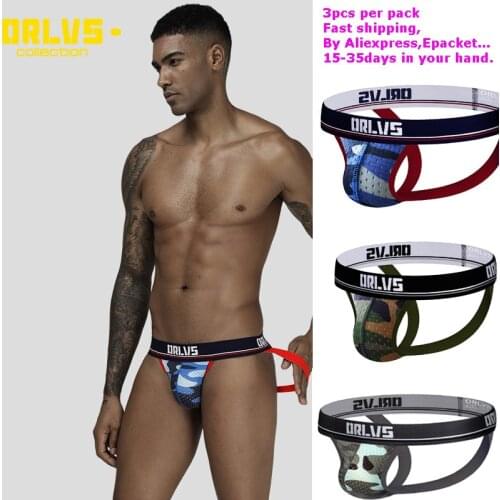 3pcs Men Jockstrap Men Underwear Printed Mini Soft Briefs Jock Strap Breathable Underwear Backless Jockstrap Underpant Thong