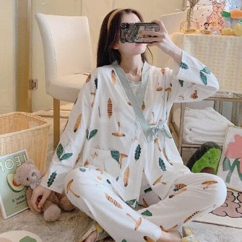 Three-piece Suit for Spring and Autumn Womens Pajamas, Postpartum Womens Nursing Clothes, Nursing Clothes and Home Clothes
