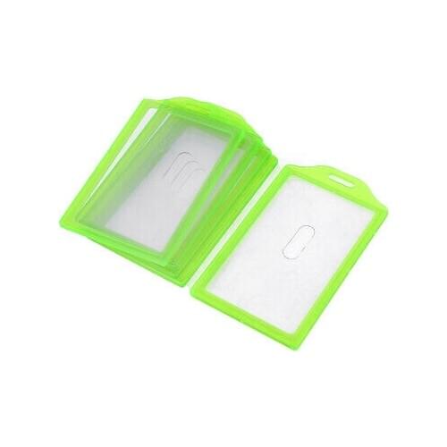 5pcs Green Plastic Frame Vertical Slide ID Card Holder 84mm x 52mm