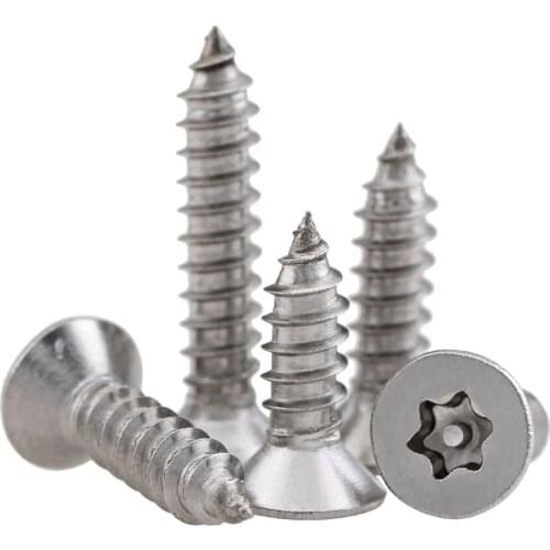 50Pcs M2.9 M3.5 M3.9 304 Stainless Steel Countersunk Head Six Stars Plum Anti-theft Self-tapping Screws Six-lobe Wood Screws