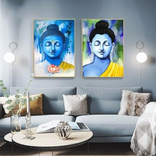 5D DIY Diamond Painting Blue Big Buddha Portrait Cross Stitch Kits Diamond Embroidery Full Mosaic Home Decor Painting Wall Gift