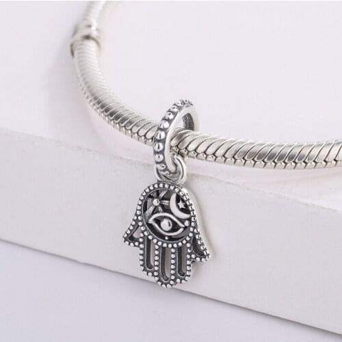 925 Sterling Silver Protective Hands Stars Moon Eyes Pendant Charm Bracelet Jewelry Accessories DIY Making For Pandora