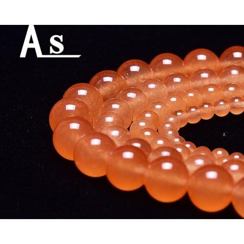Asingeloo A Grade Orange Quartz Round Loose Natural Stone Beads For Jewelry Making Bracelets and necklace 5 Pick Size