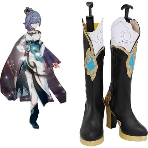 Honkai Impact 3 Fu Hua Azure Empyrea Skin Cosplay Boots Black High Heel Shoes Custom Made