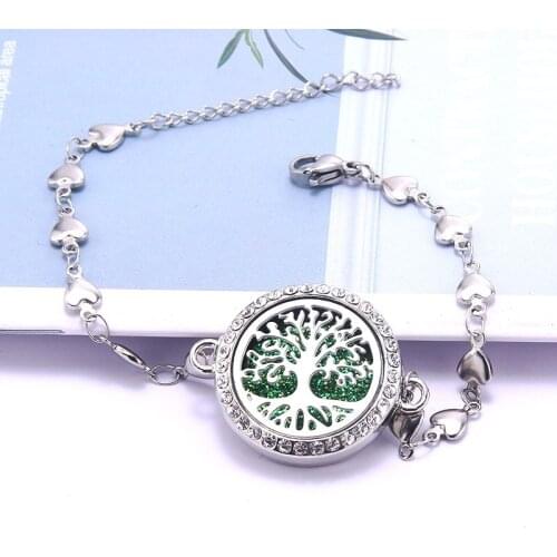 Aromatherapy Tree of Life Stainless Steel Bracelet Fashion Womens Bracelet18cm+5cm Adjustable Love Lobster Claw Clasp Jewelry