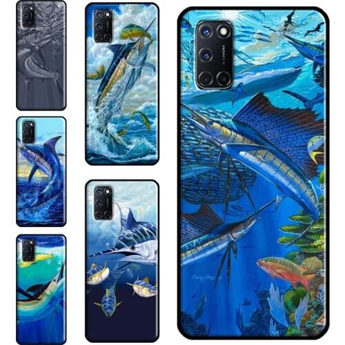 Blue Marlin Painting Case For OPPO A9 A5 A53 A31 2020 A52 A72 A15 A83 A91 A93 A5S Find X3 Pro Reno 2 Z Funda
