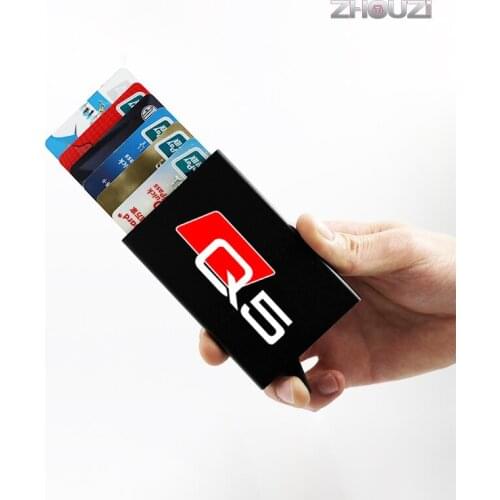 Anti-theft ID Credit Card Holder Men Women Porte Carte Thin Aluminium Wallets Pocket Case For Audi Q5 FYB Quattro Accessories