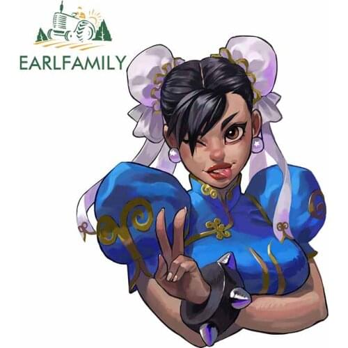 EARLFAMILY 13cm x 10.5cm for The King of Fighters Chun Li Cartoon Car Stickers Anime Cartoon Decal for Refrigerator Motorcycle
