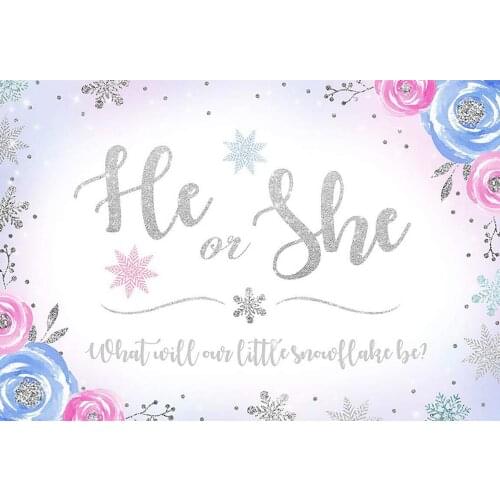 Gender Reveal Party Background Little Snowflake Babyshower Photography Backdrop Banner Table Scene Setter Wall Poster Decoration