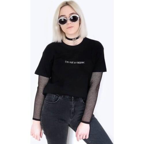 Skuggnas I'm Not A Rapper Kendall Jenner Kylie T-shirt Tumblr Inspired Pastel Pale Grunge Aesthetic Tee Pastel Pink Baby T shirt