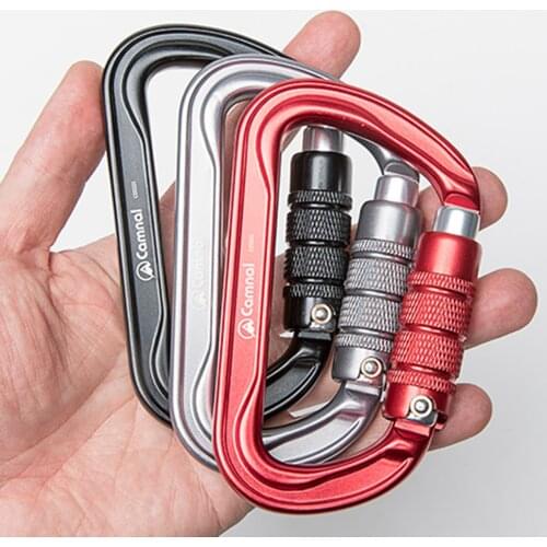 30KN Climbing Carabiner Clip Auto Locking Heavy Duty D-Shape Hook Accessories for Outdoor Rock Climbing Tree Climbing
