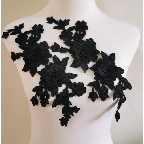 2Pcs Embroidery Rose Flower Sew On Patch Dress Hat Bag Jeans Applique Crafts Clothing Accessories