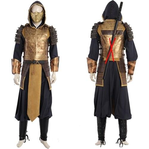 Movie MK 3 Domination Suit Cosplay Costume Scorpion Luxury Battle Outfit Halloween Party Clothing Full Set With Accessories