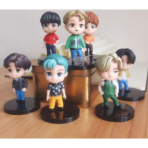 7PCS Kpop Bangtan-Boys Model Figure Action DIY Toys For Girls Women Car Ornaments Doll Adult Souvenir Decor Fan Gift JIMIN-JIN V