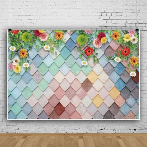Colorful Square Small Daisy Decoration Flower Wall Backdrop Photo Party Beautiful Backgrounds Decors Studio Props Banner