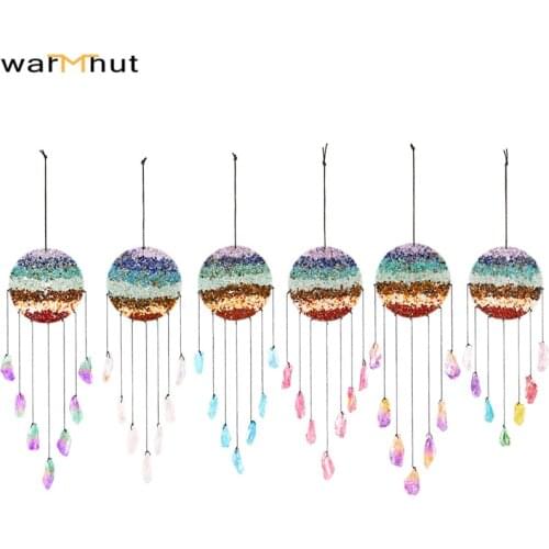 WarmHut 7 Chakra Chip Stone Beads Hanging Ornament W/ ElectroPlated Irregular Crystals Healing Yoga Energy Window Car Home Decor