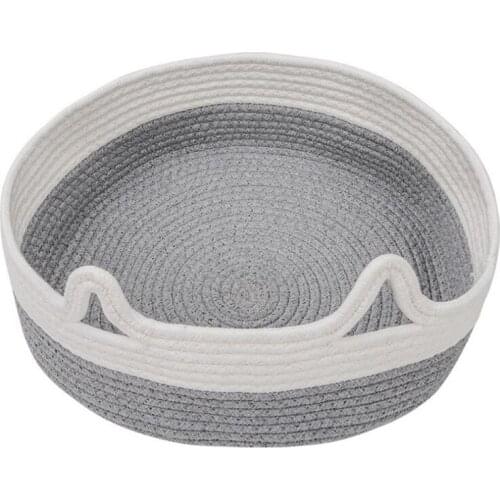 Round Woven Cute Bite-Resistant Cat Bed House Cat Mat Cat Sleep Nest Cat Scratcher Pet Cushion Portable Pets Supplies