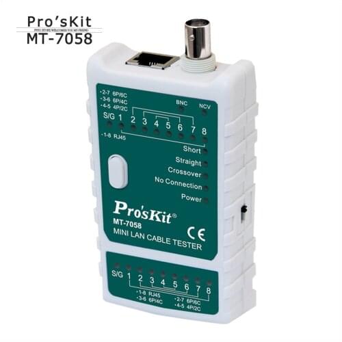 Multifunctional Network Tester ProsKit MT-7058 Mini BNC Cable Tester Wireless Wire Voltage Detecto Cable Tracker Checker