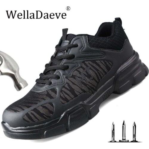 Men Steel Toe Cap Safety Shoes Lightweight Breathable Outdoor Work Boots Puncture Proof Construction Reflective Sneaker For Men