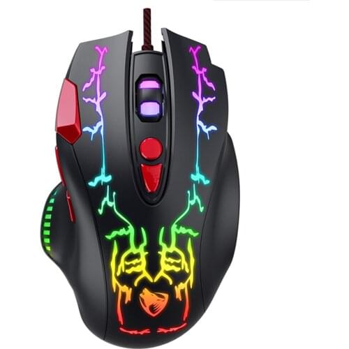 New Ergonomic Wired Gaming Mouse USB Wired 6400DPI Silent mouse With 8 Buttons With LED Color Backlight, Suitable For PC Laptops
