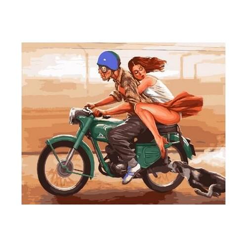 Couple riding a motorcycle Set for drawing by numbers art figure pictures for living room home decor