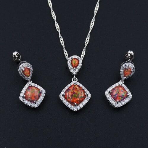 Vibrant Lab-created Opal Jewelry Set with Necklace and Earrings