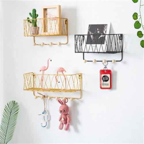 Simple Wrought Iron Kitchen Wall Shelf Home Wall Hanger Decoration Bathroom Storage Hook Storage Holders Shelf Racks