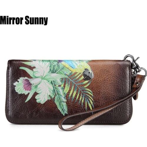 New Arrival Vintage Oil Genuine Leather Women Wallet Female Long Zipper Mobile Phone Bag Ladies Cowhide Card Holder Change Purse