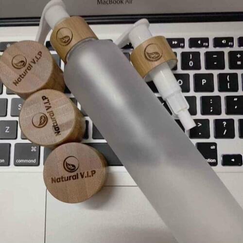 Engraving logo sample 1oz frosted clear glass jar bamboo bottles with lotion spray cap sample skin care cream/cosmetics cream