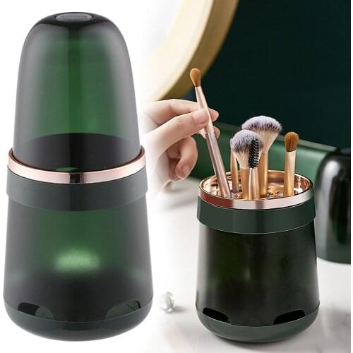 Makeup Brush Organizer 10 Hole Storage Box with Crystal Lid Dustproof Cosmetic Brushes Storage Case Display for Bathroom Cabinet