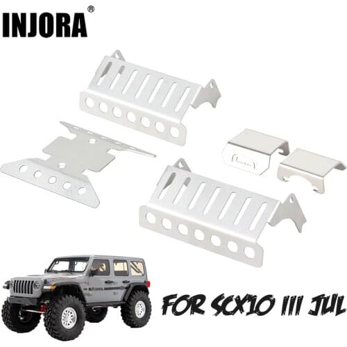 INJORA 5PCS Stainless Steel Axle Protector Chassis Armor Skid Plate For RC Crawler Axial SCX10 III AXI03007 Upgrade Parts