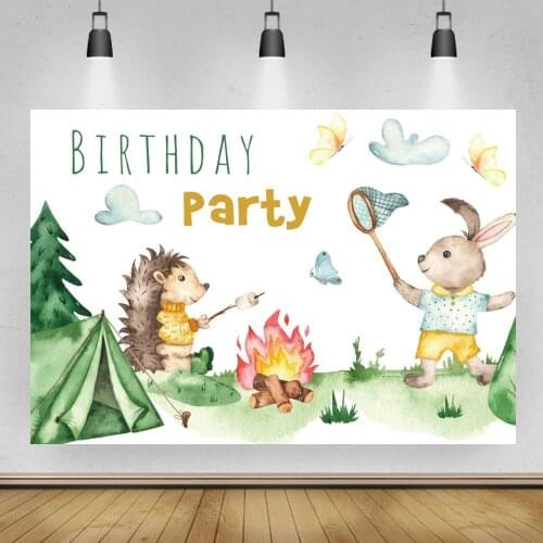 Outdoor Camping Fire BBQ Birthday Party Backdrop Children Summer Camp Theme Rabbit Newborn Baby Kids Event Photo Backgrounds