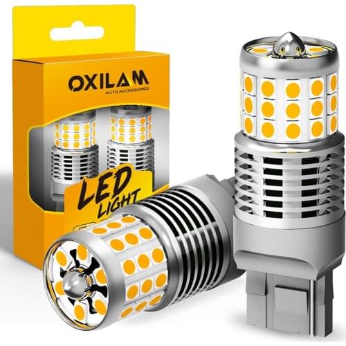 OXILAM 2Pcs WY21W W21W LED Canbus No Error Car Turn Signal Lights 1300Lm 2835 SMD T20 7440 LED Amber Yellow Auto Lamp for Toyota