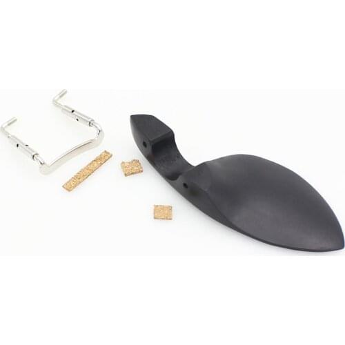 IRIN Dyed Black Wood Violin Chin Rest with Silver Chinrest Screw Cork Professional 4/4 Violin Parts