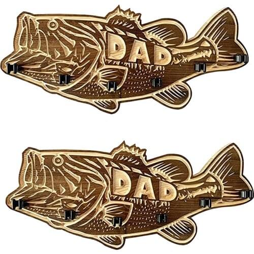 Hot Wood Large Mouth Bass Fishing Rod Holder Wooden Fishing Rod Rack DIY Fishing Gear and Fishing Gifts for Dad 1/2pcs