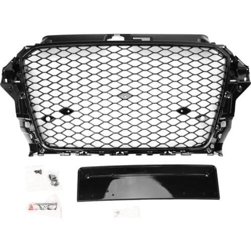 Car Front Bumper Grill Center Grille for Audi A3/S3 8V 2014 2015 2016 (Refit for RS3 Style) Car Front Bumper Grille