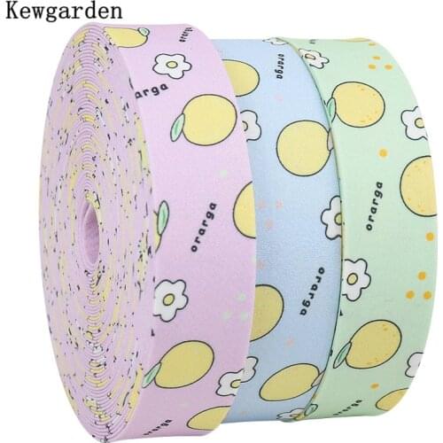 Kewgarden Cute Orange Fabric Layering Cloth Ribbon 1" 3/8" 10mm 25mm DIY Hairbow tie Accessories Handmade Tape Webbing 10 Meters